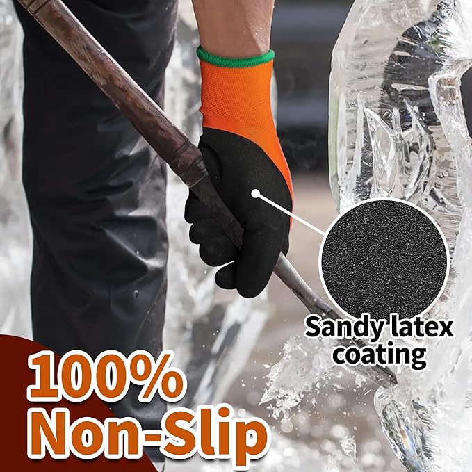 Schwer FreezeGuard Waterproof Work Gloves PM3302, ANSI A2 Cut Resistant Freezer Gloves for Outdoor Cold Weather Keep Hands Warm Below Zero, Waterproof Gloves for Shoveling Snow, Ice Fishing, XXL