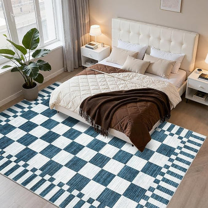 GarveeHome Blue Checkered Rug 6x9 Area Rugs - Image 10