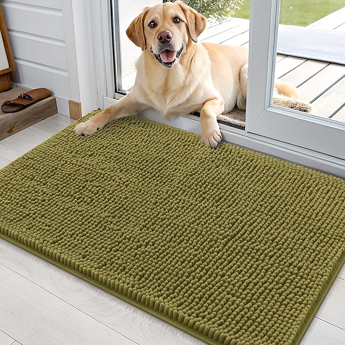 OLANLY Dog Door Mat for Muddy Paws 35x24, Super Absorbent Chenille Mud Mat | by OLANLY