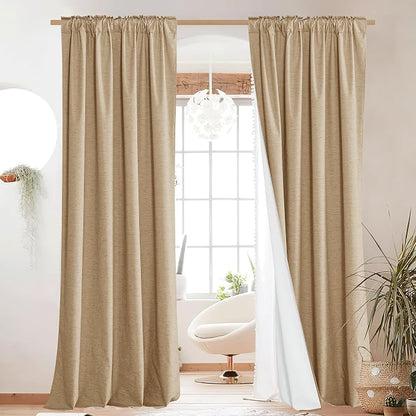 NICETOWN 100% Blackout Linen Curtains - Image 2