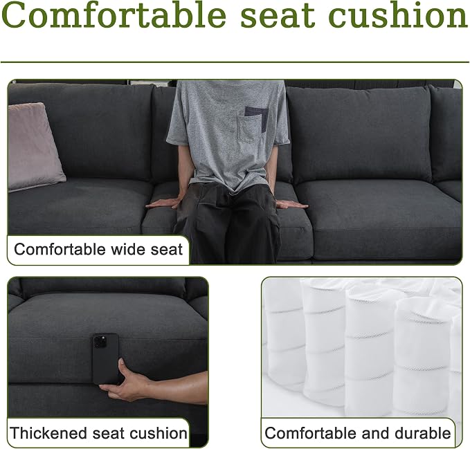 122.8" Large Sectional Couches for Living Room, 6 Seater L Shaped Modular - Image 3