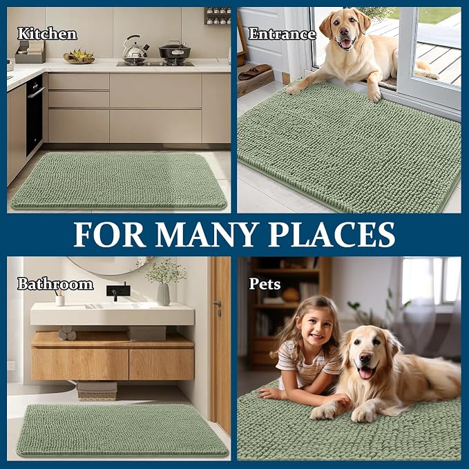 OLANLY Dog Door Mat for Muddy Paws 59x35, Super Absorbent Chenille Mud Mat | - Image 8