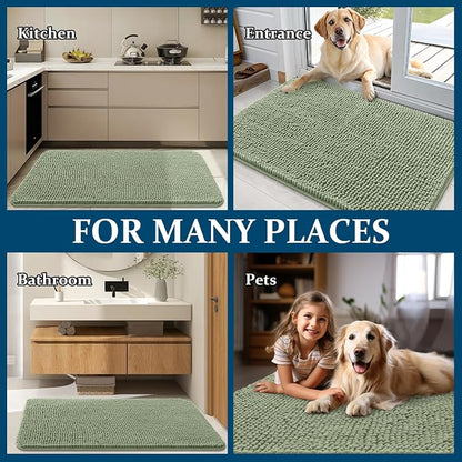 OLANLY Dog Door Mat for Muddy Paws 44x24, Super Absorbent Chenille Mud Mat | - Image 8