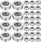 Zubebe 100 Pcs Aluminum Tin Jar Refillable Containers Clear Top Screw Lid Round Tin Container Bottle for Cosmetic, Cream, Diamond Painting, Salves, Balms, Lip Balm, Spices or Others, Silver (1 oz)