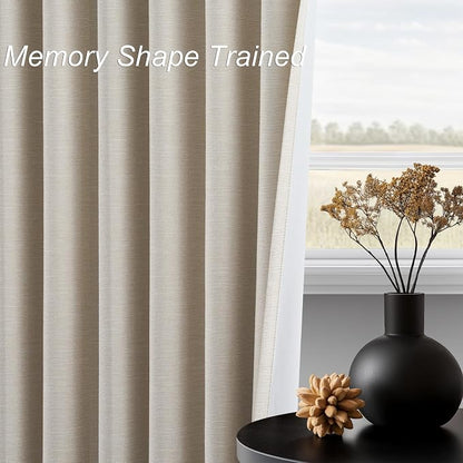 Topfinel Beige White 100% Blackout Curtains 72 Inches Long 2 Panels - Image 5
