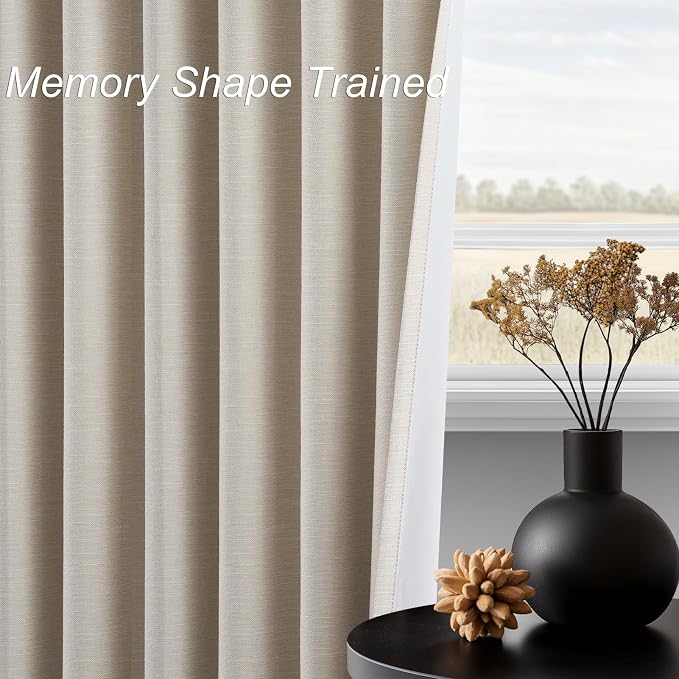 Topfinel 95 Inch Curtains Linen Blackout Curtains 2 Panel Set 100% Blackout - Image 4