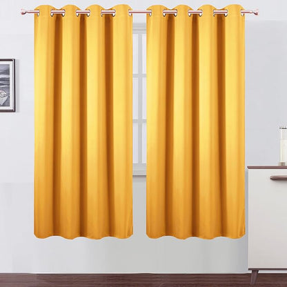 Yellow Thermal Blackout Curtains/52 x 72 Inch/Set of 2 Panels Room Darkening by Lemomo