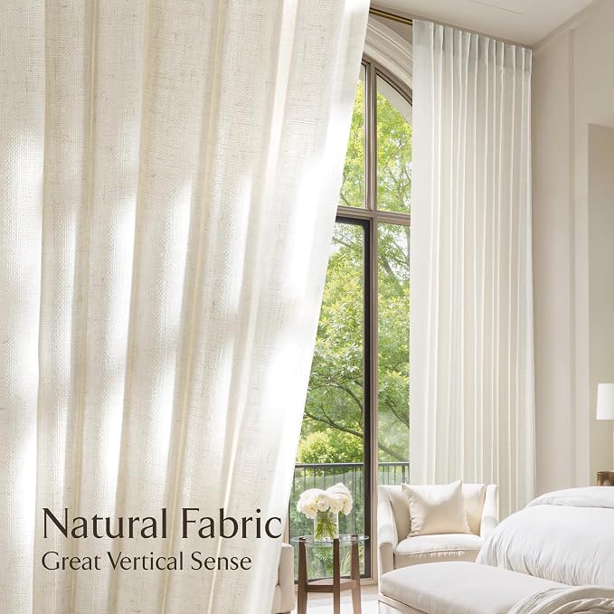 NICETOWN Flax Linen Doorway Curtains 78 inch Long, Rod Pocket & Back Tab Semi - Image 3