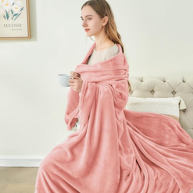 BEDELITE Fleece Blanket Soft Plush King Size Bed Blanket Pink 108"x90" | Ultra - Image 8