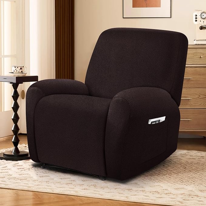ANARACHON Leather Look Recliner Chair Covers, 4-Pieces Stretch Recliner Cover - Image 6