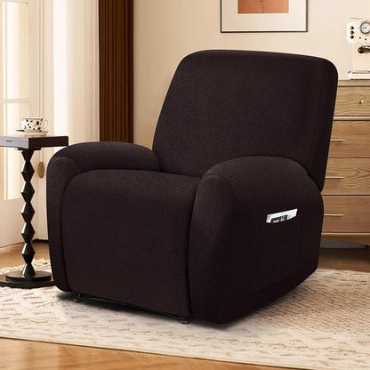 ANARACHON Leather Look Recliner Chair Covers, 4-Pieces Stretch Recliner Cover - Image 6
