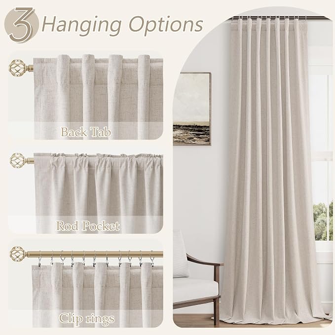 100% Blackout Curtains 84 Inch Length 2 Panels Set - Image 6