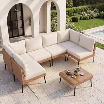 Aoxun 7-Piece Patio Furniture Set, Wicker Outdoor Furniture by Aoxun