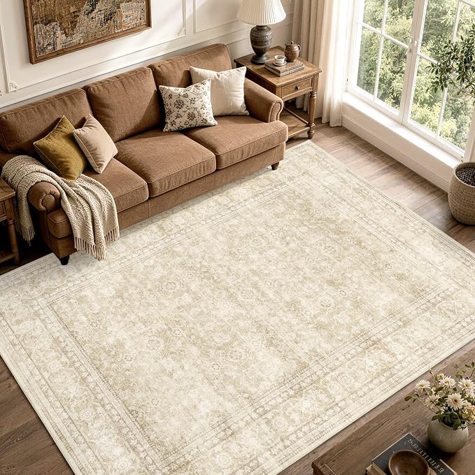 5x7 Ft Area Rugs for Living Room, Soft Non-Slip Machine Washable Rug, Vintage by Lo%CC%80utiRootHome