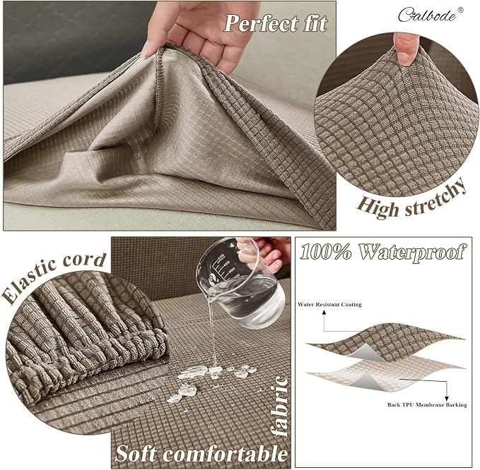 CALBODE 12Pcs Outdoor Stretch Cushion Covers, Waterproof Outdoor Chair Cushion - Image 3