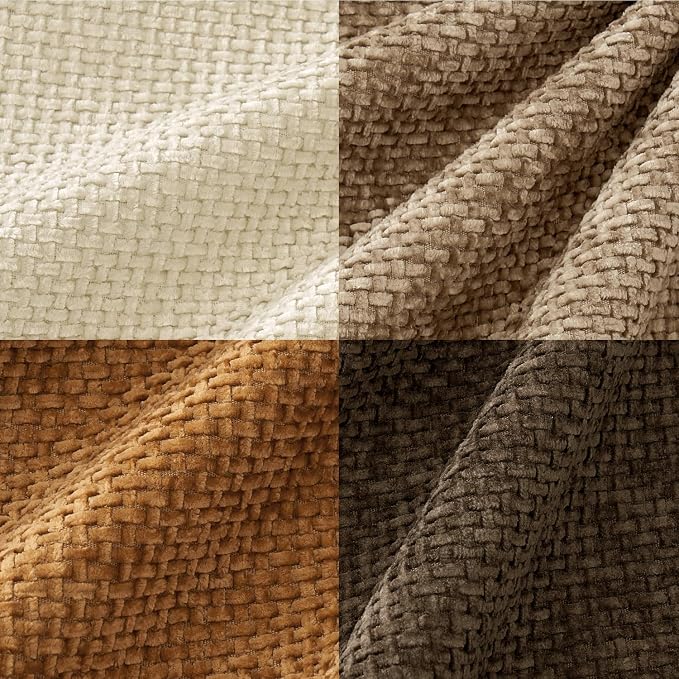 MIULEE Decorative Chenille Fall Euro Pillow Covers Brown 24x24 Pack of 4 | - Image 6