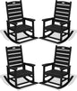 SERWALL Outdoor Rocking Chair Set of 4, Oversized HDPE Patio Rocking Chair by SERWALL