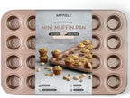 Non Toxic Nonstick 24 Cup Mini Muffin Pan | PFOA BPA free Nontoxic Mini Cupcake Tin | Best Non Stick Muffin Pans | Carbon Steel Small Muffin tins | Cupcakes Bakeware Mold