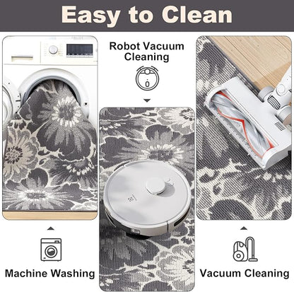 Findosom Washable Runner Rug 2x3, Non Slip High-Low Textured Floral Small - Image 7