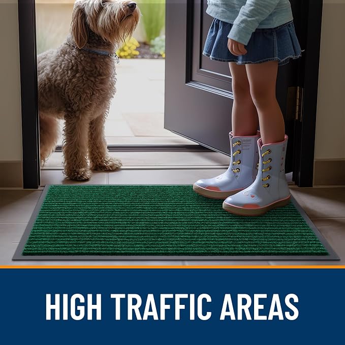 OLANLY 2-Pack Front Door Mats 59x23, Waterproof Heavy-Duty Doormats | Green - Image 7