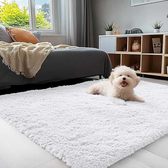 OLANLY 3x5 Machine Washable Small Bedside Rug, Soft Fluffy Shaggy Rugs by OLANLY