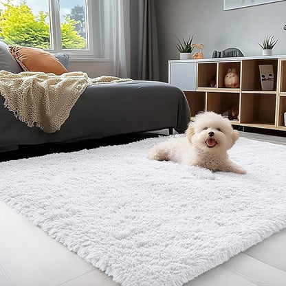 OLANLY 3x5 Machine Washable Small Bedside Rug, Soft Fluffy Shaggy Rugs by OLANLY