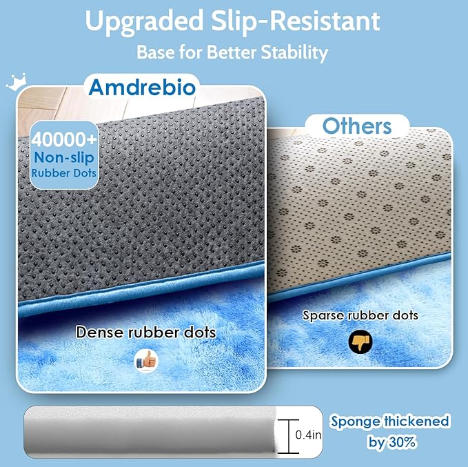 Amdrebio Tie-Dyed Light Blue Fluffy Area Rug 5x7 - Image 6