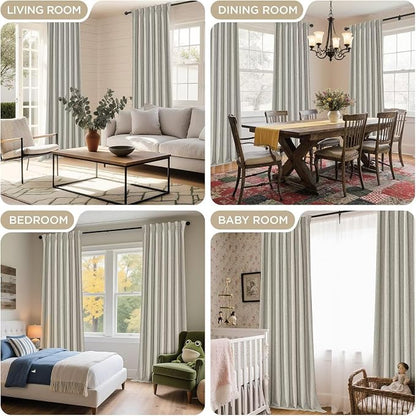 Joydeco Greyish White Pinch Pleated Thick Linen Curtains 84 Inch Long 2 Panel - Image 7