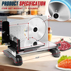 Meat Slicer, 200W Electric Food Deli Slicer with Adjustable Thickness and 2 Removable 7.5 Inch Stainless Steel Blades for Cheese and Bread, Ideal for Home (0-18 mm/0-0.7 Inches)