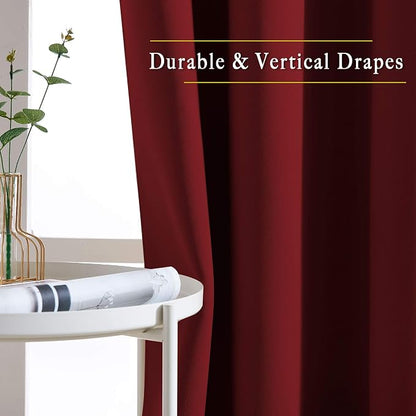 NICETOWN Burgundy Red Curtains 102 inches Long, Grommet Thermal Insulated Solid - Image 5