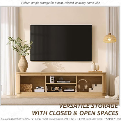 70" Fluted TV Stand for TVs Up to 80", Mid Century Modern Entertainment Center - Image 5