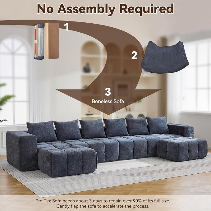 78.7" Loveseat Boneless Couch, Upholstered Cloud Love Seat - Image 6