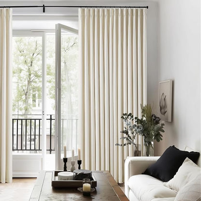 Cream Beige Linen Blackout Curtains Pinch Pleated 102 Inches Long | Memory Shape - Image 9