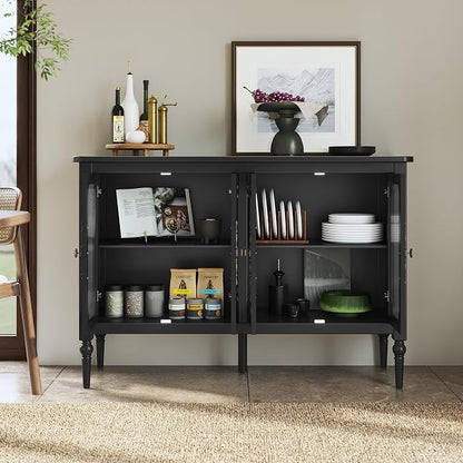 Vintage Buffet Sideboard with 4 Glass Doors, Deractive Crezada - Image 6