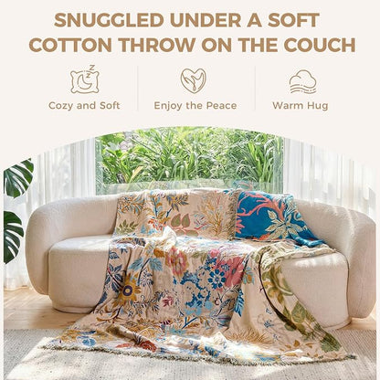 LUTBM Boho Throw Blanket for Bed Cotton Summer Blankets Twin Size for Bedroom - Image 4