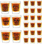 Kolewo4ever 24 Pieces Funny Friends Shot Glasses Funny Friends Shot Glasses Clear Shot Glass Cups with Heavy Base for Adult Small Glass Shot Cups 1.75 oz Shot Glass for Best Friends (Style-2)