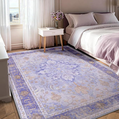 RELEANY Washable Area Rug, Water Repellent, Pet Friendly, Vintage Floral Boho - Image 3