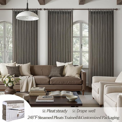Pinch Pleated Chocolate Tart Semi Sheer Curtains 84 Inches Long - Image 4
