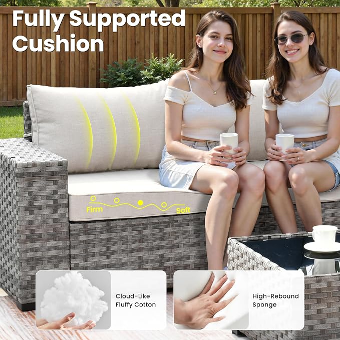 ovios 7 Pieces Patio Furniture Set, Outdoor Wicker Sectional Sofa - Image 5