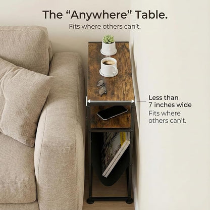Narrow End Table with Magazine Rack, 2-Tier Slim Side Table - Image 4