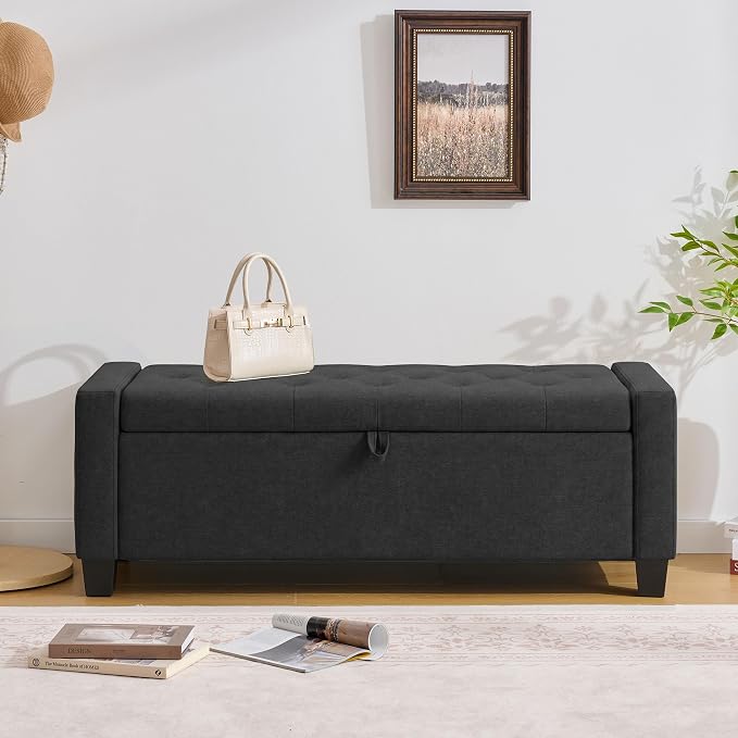Huatean Home 43" Ottoman with Storage, Storage Ottoman Bench with Safety Hinge - Image 8