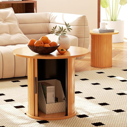 COSVALVE Round Wood Coffee Table 23.6IN - Image 3