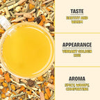 BREWIX, Turmeric Ashwagandha Herbal Tea Loose Leaf (100+ Cups, 7.05oz/200g) Real Ingredients From India, Caffeine Free & Naturally Gluten Free