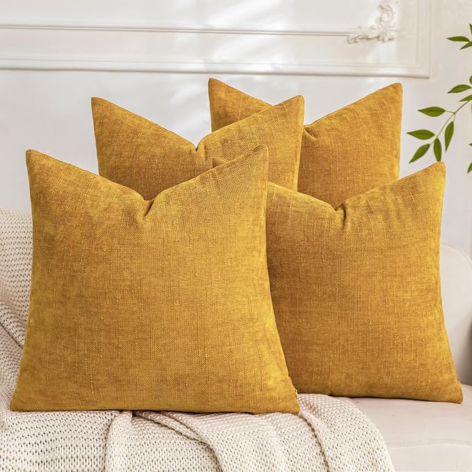 Set of 4 Soft Textured Decorative Throw Pillow Covers 16x16 Inch Cozy Farmhouse by Cozoomy