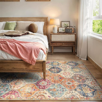 Lahome Moroccan Trellis Washable Area Rugs 5x7, 5x7 Area Rugs - Image 6