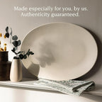 over&back Coupe Stoneware Serving Platter - Elegant 1-Piece Oval Serving Platter to Complete Your Kitchen Set - 16.4" x 11.5" - Semi-Matte Ivory