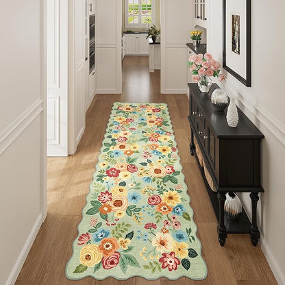 DUKINO 2x6 Runner Rug, Floral Washable Rug - Image 8