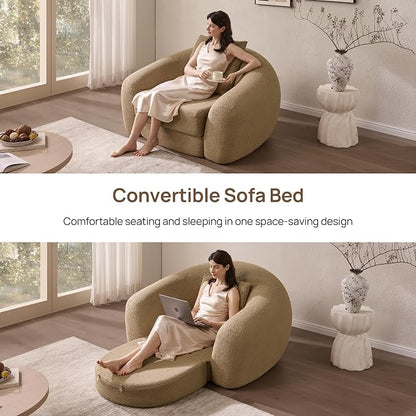 SICOTAS 49.9" Curved Convertible Sofa Couch Bed - Image 3