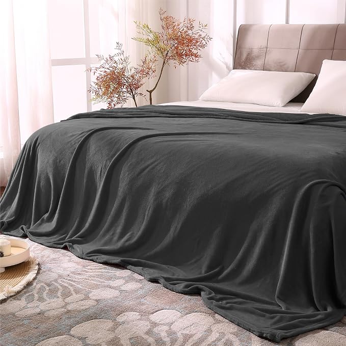 BEDELITE Fleece Blanket Soft Plush Full Bed Blanket Charcoal Grey 84"x90" | by BEDELITE