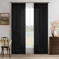 Black Linen Pleated Memory Shaped Semi Sheer Privacy Curtains 102 Inch Long | by Twodrapes